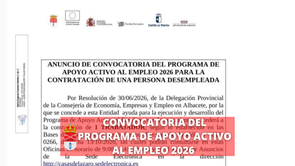 CONVOCATORIA DEL PROGRAMA DE APOYO ACTIVO AL EMPLEO 2026